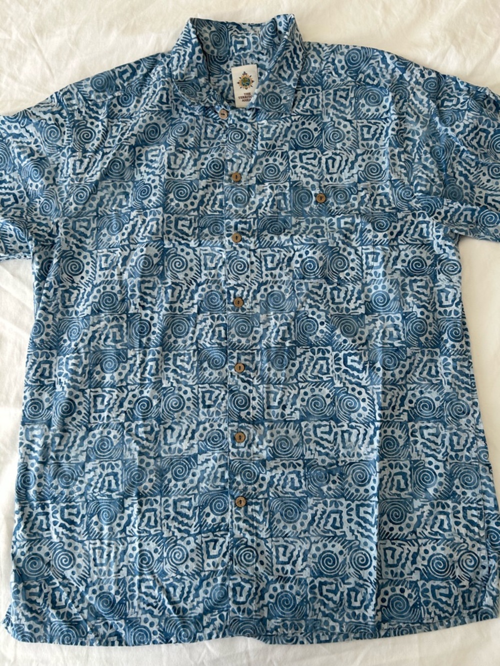 Territory Ahead Blue Waves Ocean Shirt Mens Short Sleeve Cotton Unique
